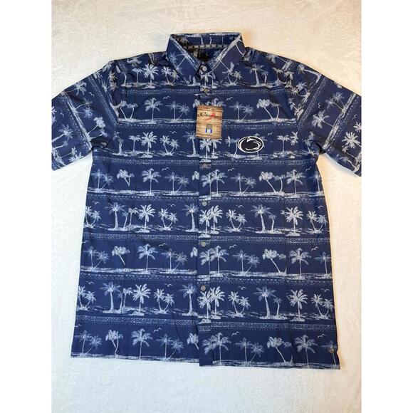 NEW Chiliwear Medium PENN State College BlueShort Sleeve Button Down NWT - Picture 2 of 6